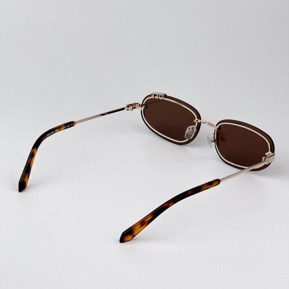 Off-White MIAMI Women Sunglasses Gold Oval Frame Brown Lenses | Model OERI13M main image 6